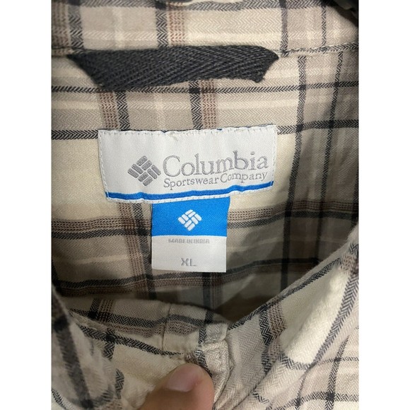 Columbia Button Up Shirt Mens Size XL Extra Large Brown Plaid Long Sleeve - Picture 3 of 8